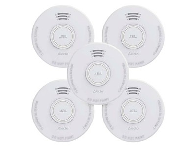 ALECTO Stand-Alone-Rauchmelder SD110 5x, 1-Jahres-Batterie, weiß, 5 Stück
