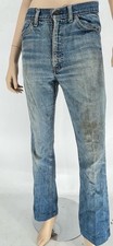 1970s Orange Tab 505 Distressed Faded And Stained Denim Factory Stamp 8  30x29