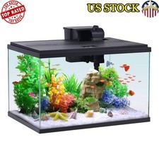 10 Gallon Glass Aquarium Kit LED Light Filtration System Starter Fish Tank New