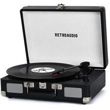 Vinyl Record Player 3-speed Bluetooth Portable Suitcase Belt-driven Record Pl...