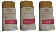 Set of 3 - RAW SUGAR Simply Deo BEACH ROSE  ALOE Deodorant 2.7oz Vegan