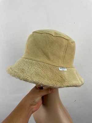Vintage Pierre Balmain Paris Bucket Hat Mohair Suede Cotton beige One size