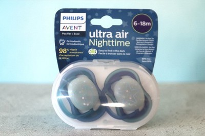 Philips Avent Ultra Air Pacifier 2 Pack 6-18 Months - Nighttime - Blue