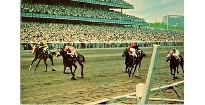 1963 Aqueduct Big A Racetrack Postcard Ozone Park Queens NY Horse Race
