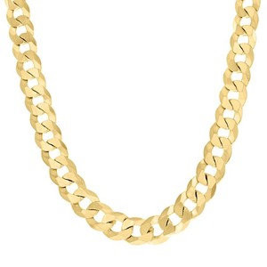 Authentic 925 Sterling Silver Yellow Gold Plated 10.5mm Super Flat Curb Chain 20" to 28"