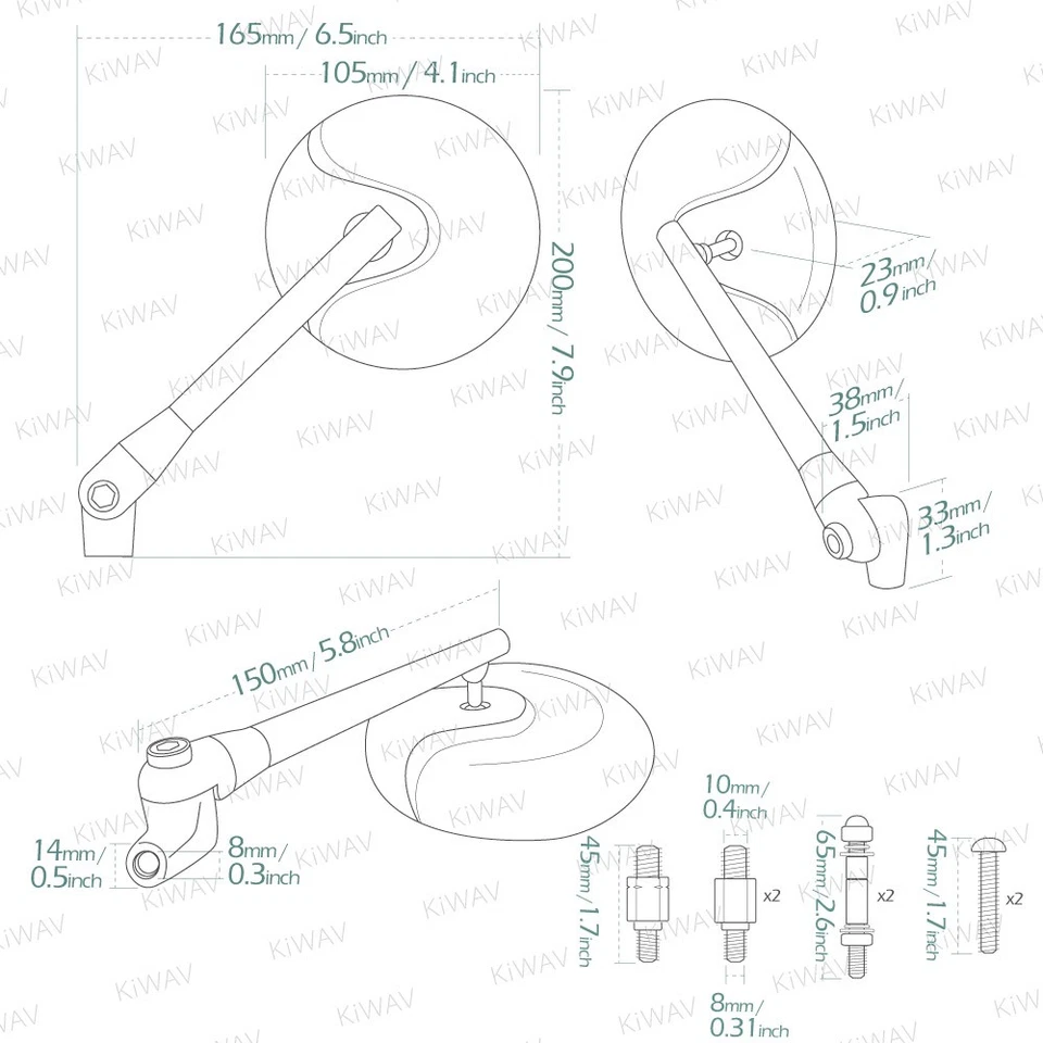 high quality motorcycle mirror retro round black aluminum fits Suzuki Boulevard — 第 2/4 张图片
