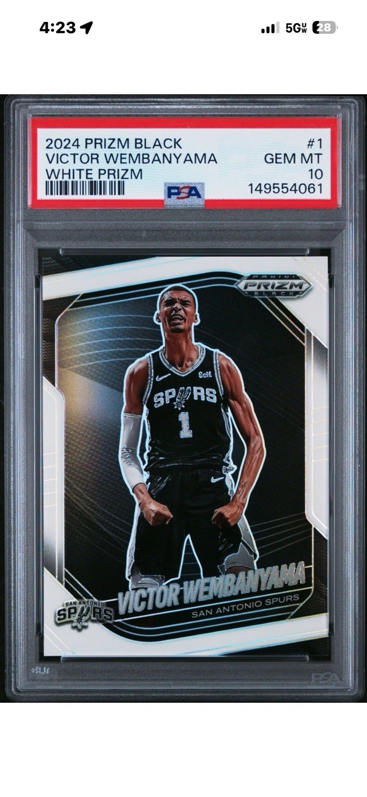 PSA 10 2024-25 Panini Prizm Black #1 Victor Wembanyama WHITE Holo /175