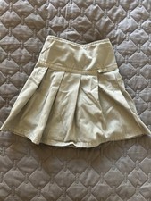 French Toast Girls Beige Pleated Uniform Skirt Size 8 Cotton/Poly Twill Button