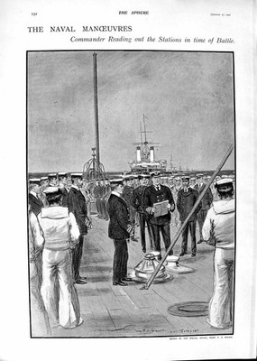 Altes 1901 Marinemanöver Kommandant Lesestiff Trafalgar Schwäne Fluss viktorianisch