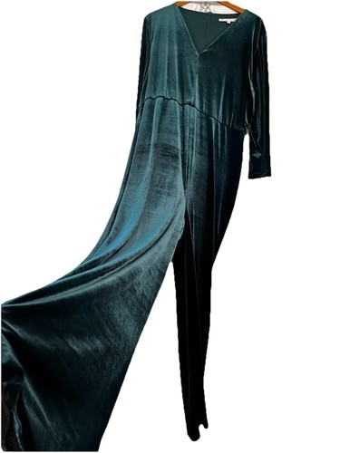 Preston York XXL Pine Green Velvet Jumpsuit Romper Sydney MSRP 139 Missing Belt - Picture 22 of 24