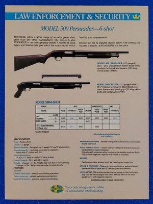 1988 MOSSBERG MODEL 500 PERSUADER 6 SHOT SHOTGUN ORIGINAL FIREARM / GUN PRINT AD
