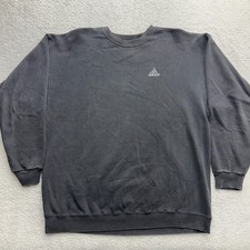 Adidas Vintage 90s Crewneck Sweatshirt XL Faded Black Embroidered Logo Pullover