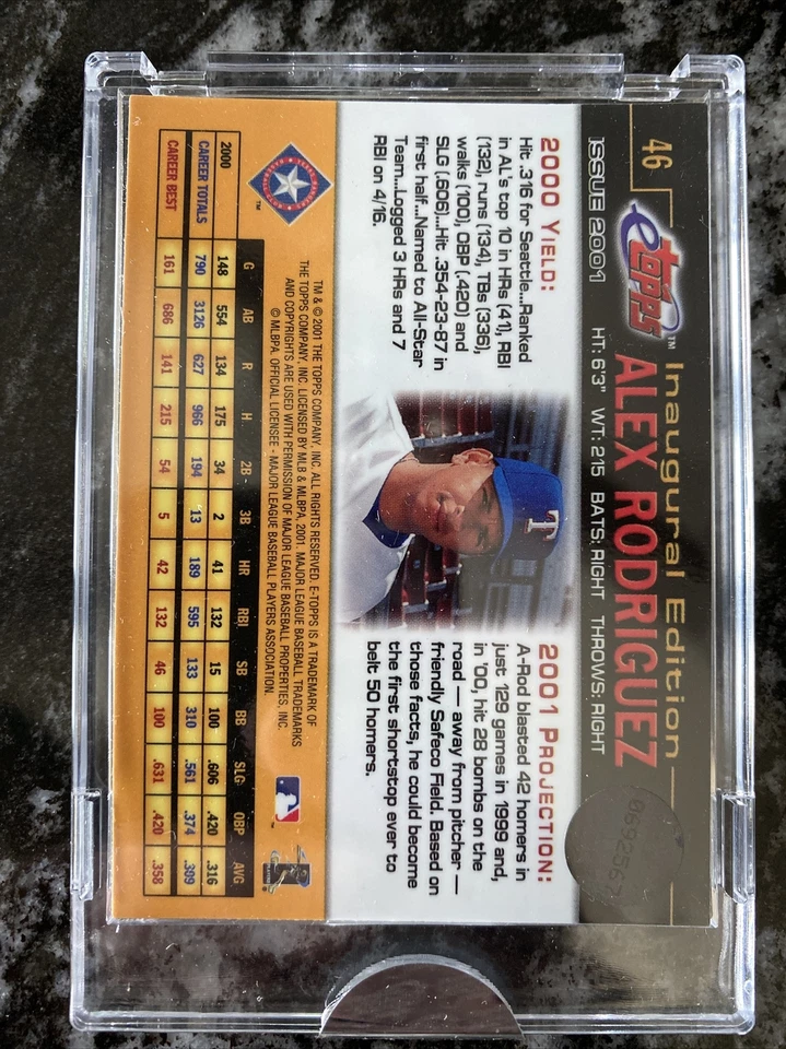 2001 eTopps Baseball -#46 ALEX RODRIGUEZ UNCIRCULATED - Image 3 of 4