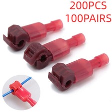 200PCS T-Taps  Male Disconnect Wire Connectors Red 22-18 AWG Gauge Terminals US