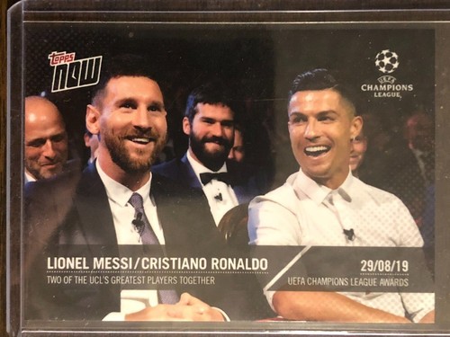 Lionel Messi, Cristiano Ronaldo #7 card from 2019 Topps Now UEFA Champions League