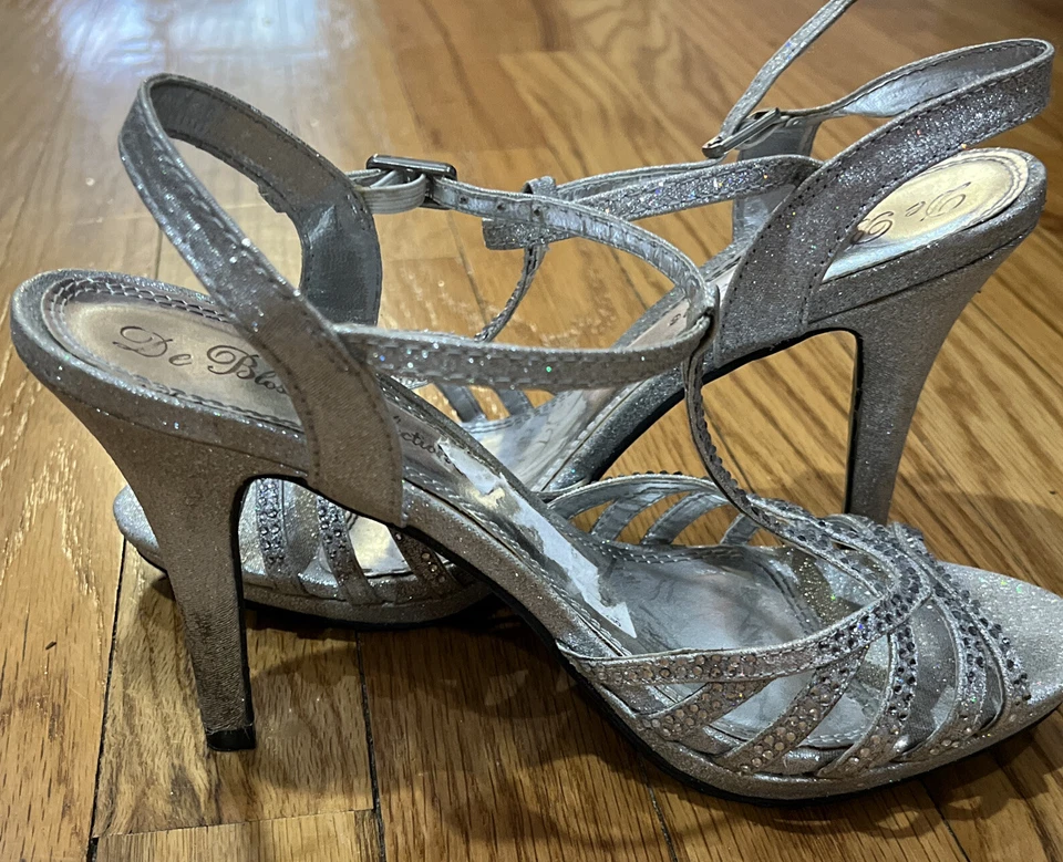 Saltos femininos De Blossom deslumbrantes prata cintilante strass noite 3” - Imagem 4 de 4