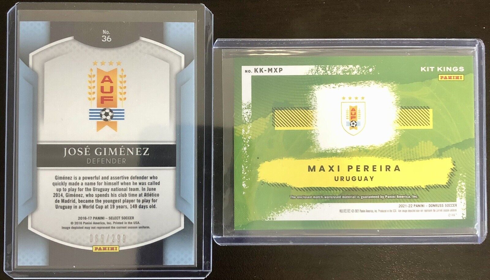 Uruguay Card Lot Of 2 Maxi Pereira Kit Kings Jose Giminez Select Blue /299
