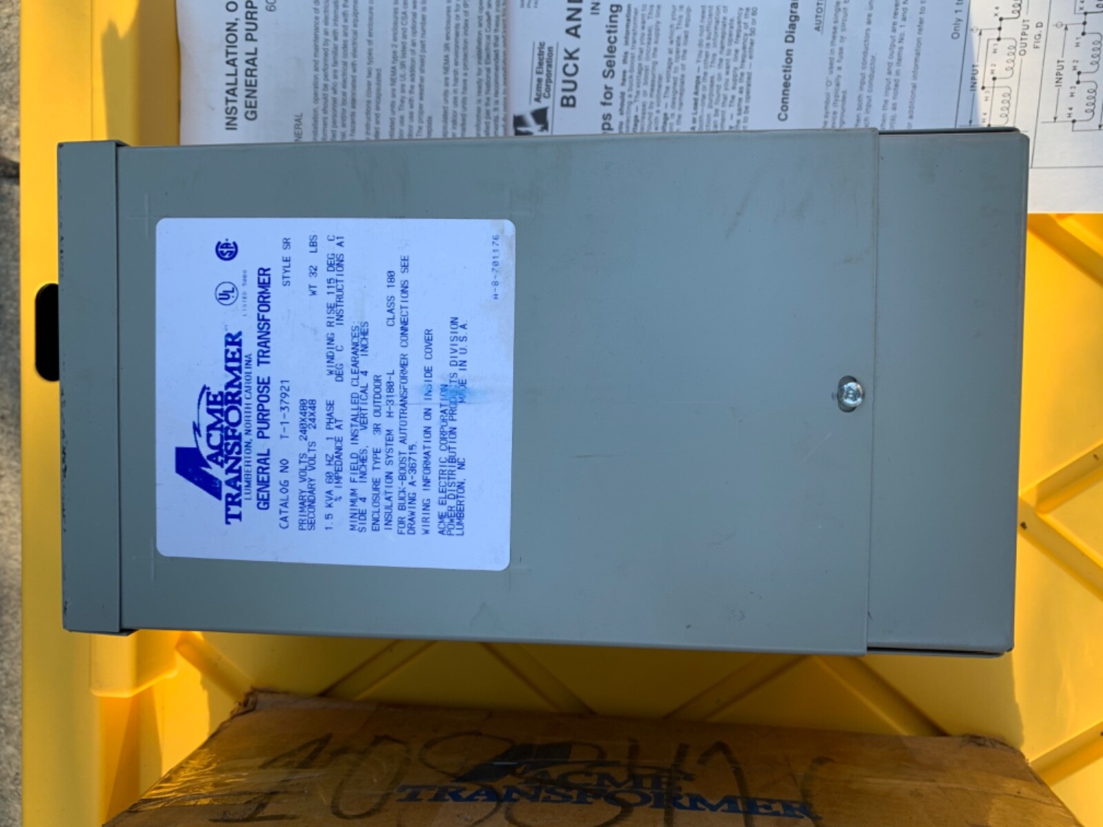 Transformateur Buck Boost ACME ELECTRIC T137921 1,5 Kva Nema 3R - Occasion, Fabriqué Aux États-Unis