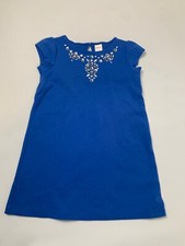 Gymboree Seaside Stroll Royal Blue Ponte Shift Stretch Gem Dress 6 Excellent