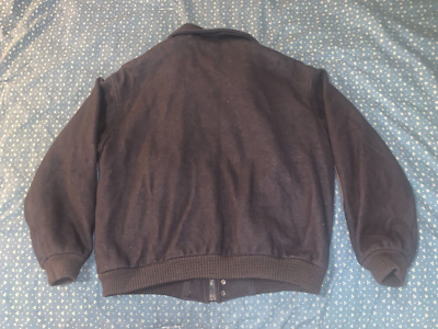 Mens VTG Eddie Bauer Wool Bomber Jacket with Leather Elbow Patches