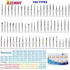 100pcs Dental Diamond Burs For High Speed Handpiece Medium Friction Grip 1.6mm