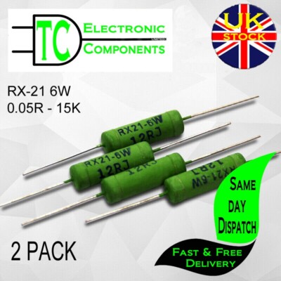 Lotto 5 Resistenze A Filo RX21-6W Per Crossover Altoparlanti - 0,05 Ohm A 15K Ohm, ±5%, 6W, Ceramica