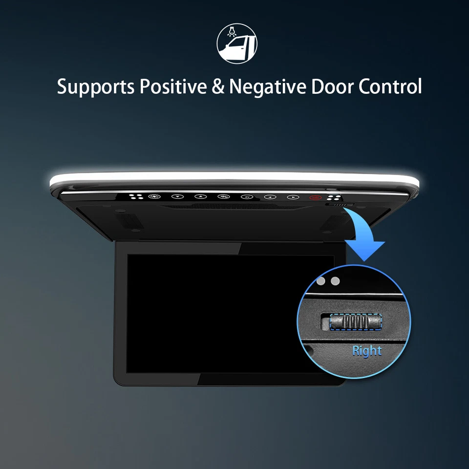 13.3" 1080P Car Roof Overhead Flip Down Mount Monitor HDMI USB Game +IR Headsets - Image 2 of 4