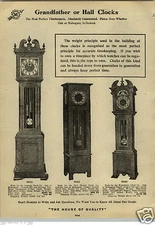 1912 PAPER AD Ansonia New Haven Waterbury Grandfather Hall Black Forest Clocks