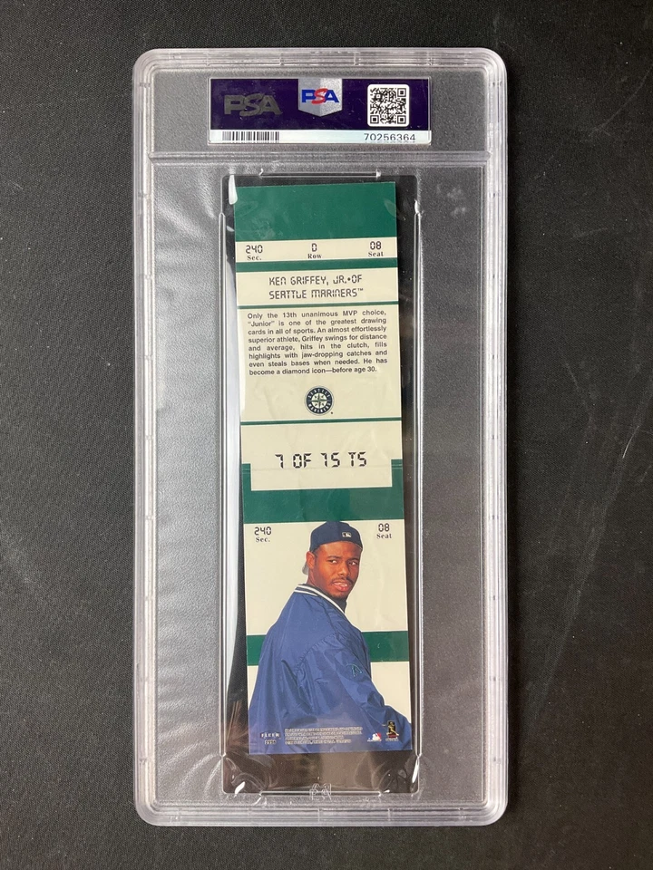 Ultra Ticket Studs Ken Griffey Jr. Mariners 1998 graduado/losa casi nuevo-como nuevo PSA 8 Foto 2 de 2