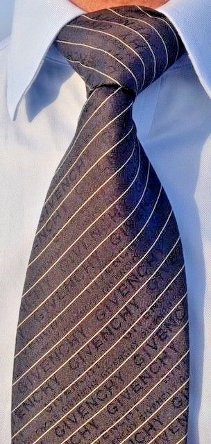GIVENCHY Mens Tie BLACK with SILVER stripes 100percent Silk Made in ITALY RRP £169.00 image 2