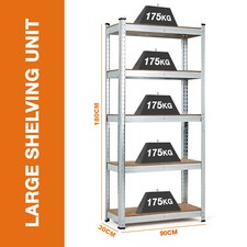 5 TIER GARAGE SHELVES SHELVING UNIT RACKING BOLTLESS HEAVY DUTY STORAGE SHELF