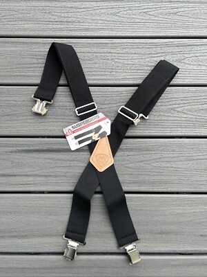 NWT McGuire Nicholas  2 Inch Suspenders Black  Silver Tone Clips One Size