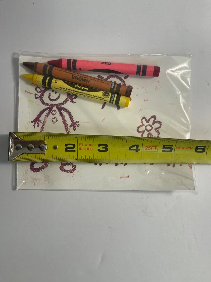 Set of 4 Handmade Handstamped Cards with Crayons - Image 4 of 4