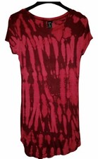 Redfox Burgundy Red Tie-Dye Short Sleeve Mini Bodycon Dress Women's Size L