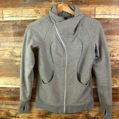 Lululemon womens Cozy Cuddle Up Jacket Size 4 gray hooded thumbhole  Full Zip