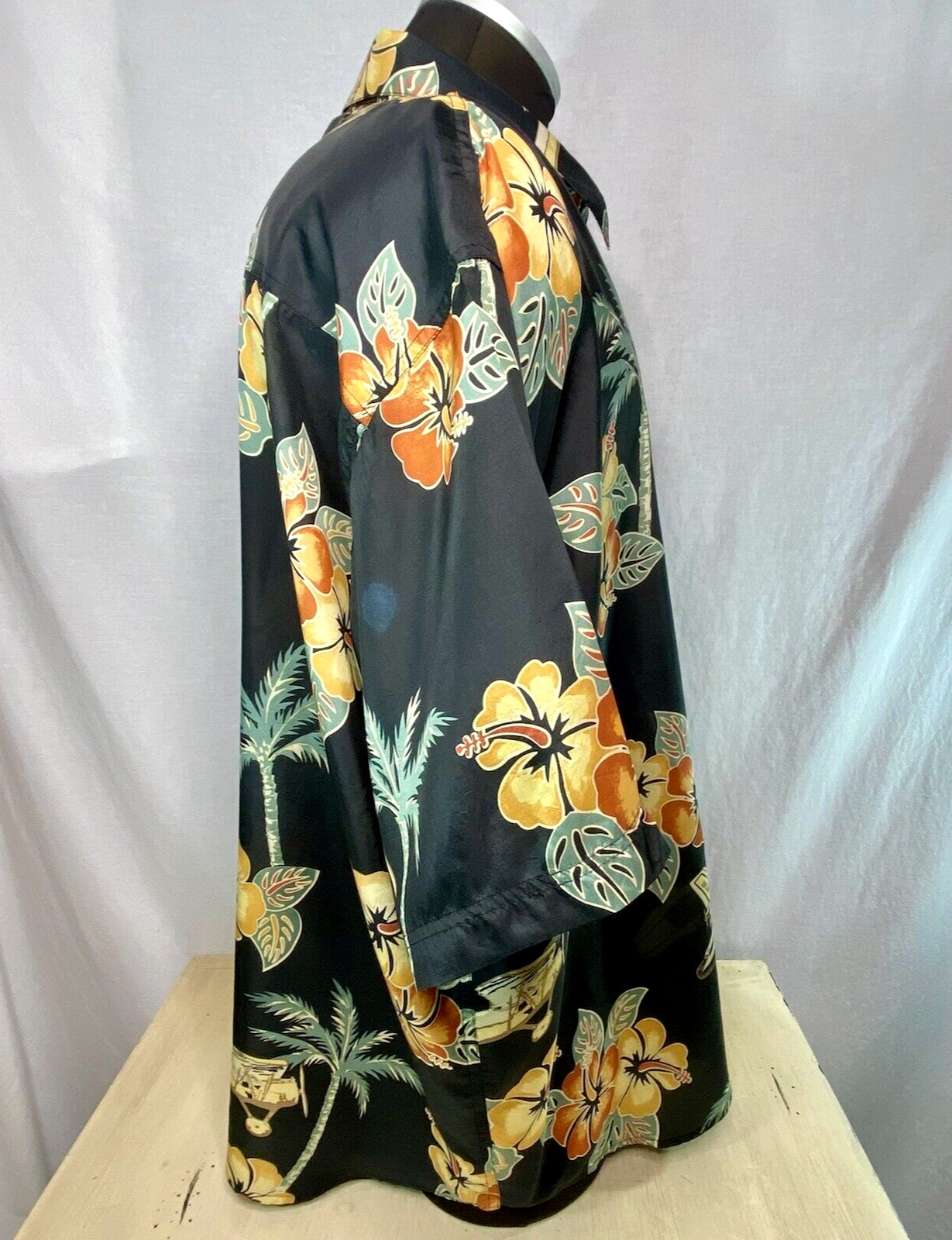 Hilo Hattie Tiki Shirt Black Size 3X Hawaiian Alo… - image 2
