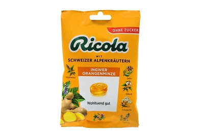 9x bags RICOLA Ginger Orange Mint   Swiss cough throat drops lozenges   TRACKED