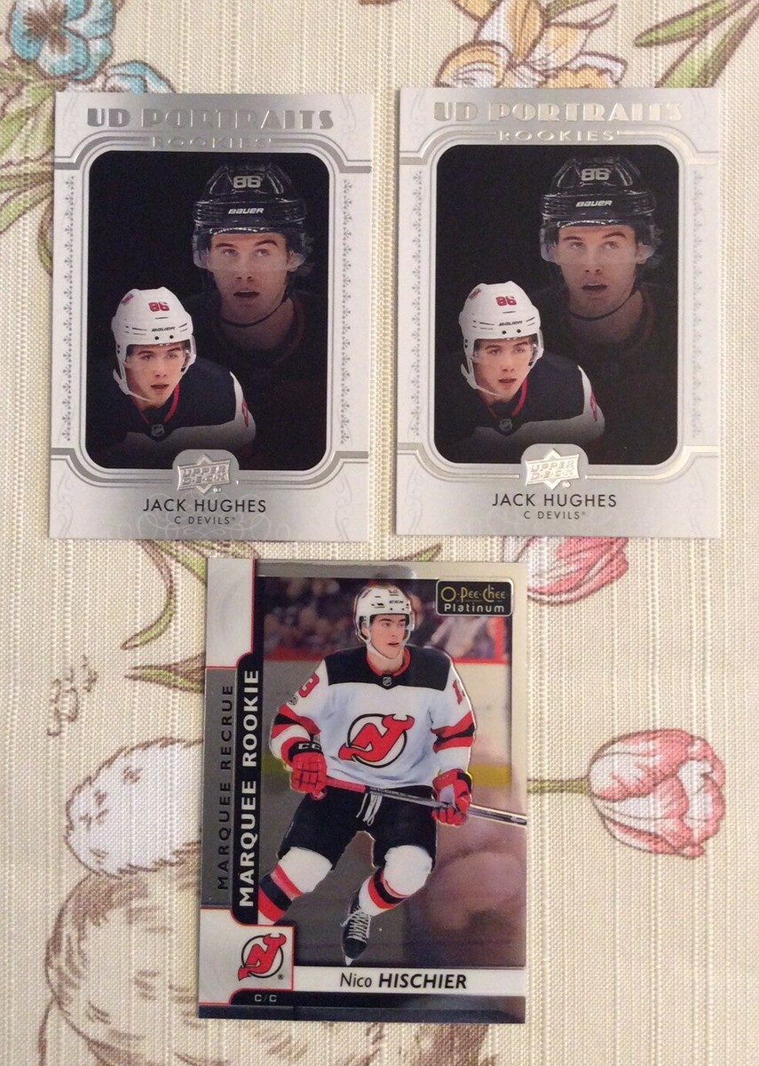 NEW JERSEY DEVILS HOCKEY RC LOT (3) UD PORTRAITS JACK HUGHES(2