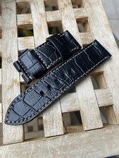 Cinturino orologio 28 mm fatto a mano, pelle.Stampa vitello coccodrillo,per VDB Vintage