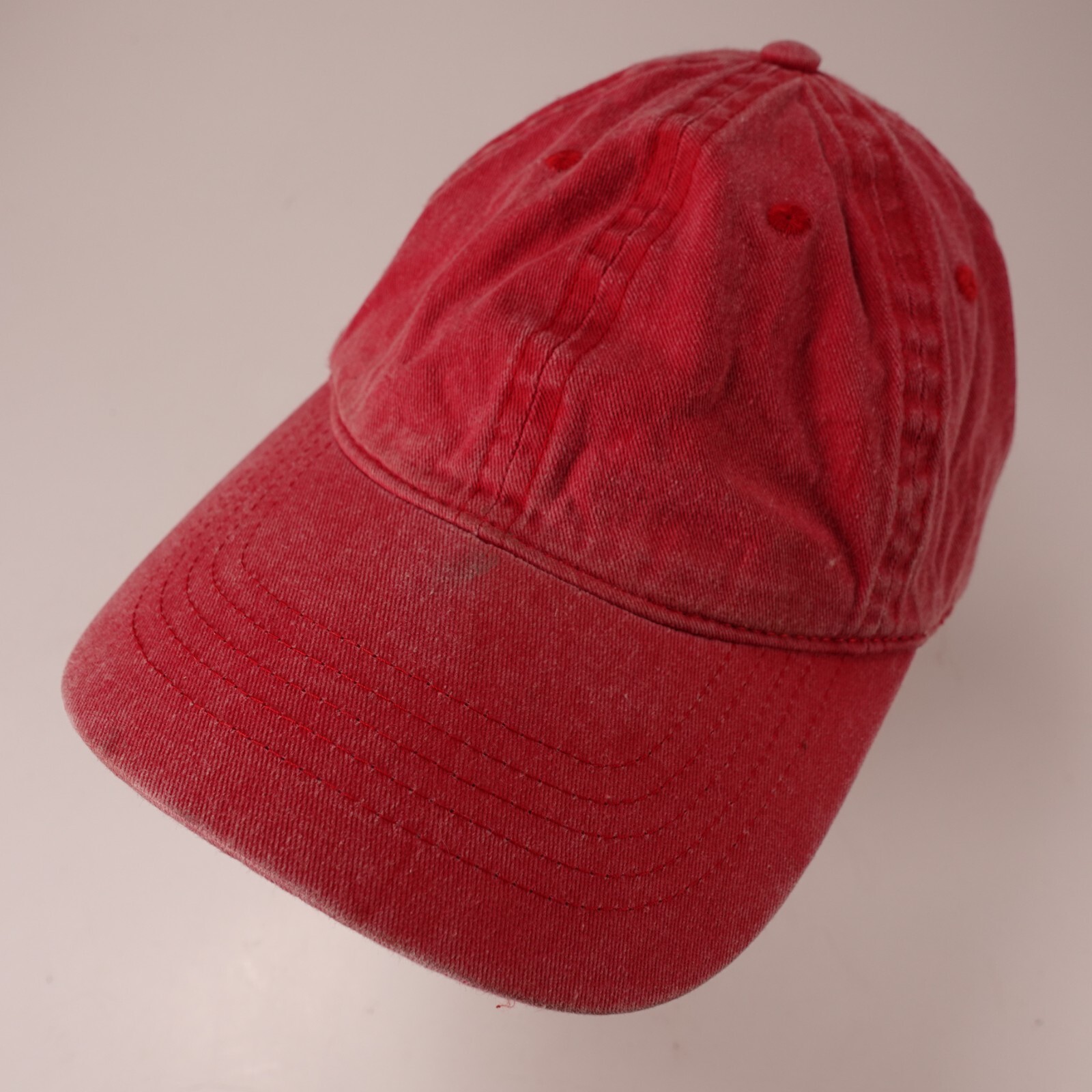 Unbranded Solid Red Washed Distressed Dad Hat Adj… - image 1