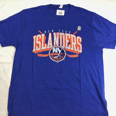 New York NY Islanders Mens L Blue Hockey Game T-Shirt Jersey NHL