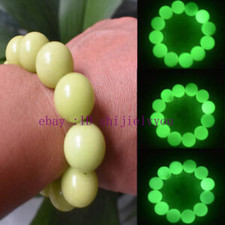 Rare Natural Luminous Bracelet Green Fluorite Glow In The Dark Bracelets 18MM
