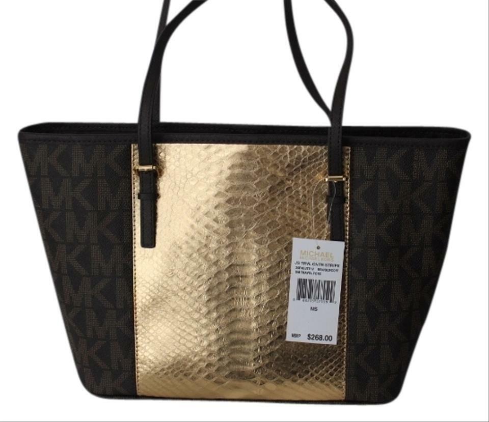 Authentic Michael Kors Jet Set Center Stripe Small Travel Tote 