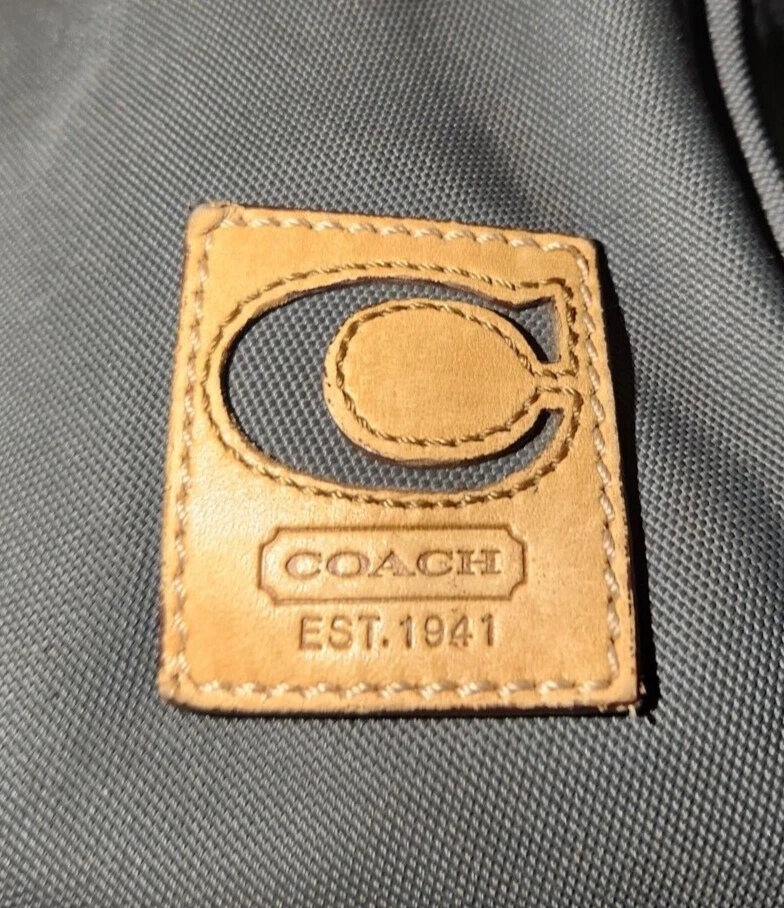 Bolso de Mano Coach Cuero Tostado y Lona Gris J3K-6454 Cartera Parte Inferior de Cuero Foto 3 de 4