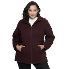 Women Plus Size 3x D.e.t.a.i.l.s Fleece Side Tab Hooded Jacket Full Zip Nwt $110