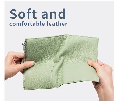 Women First Layer Leather RFID Slim Multifunctional Passport Holder Ticket Card - Picture 13 of 30