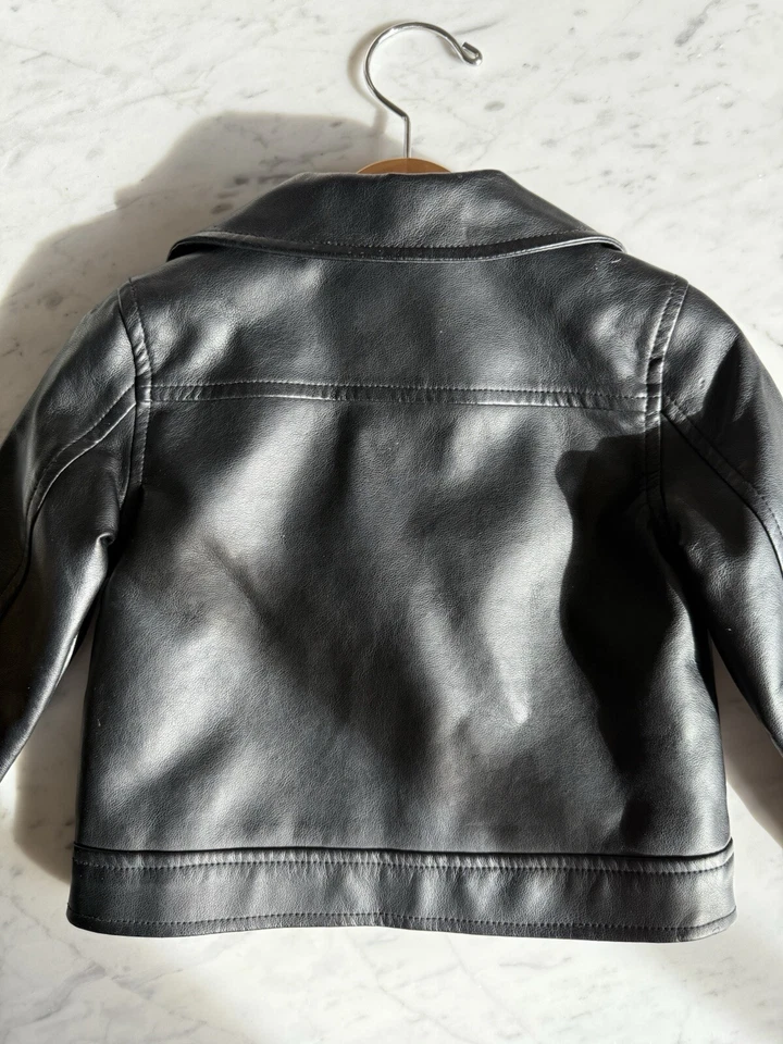 KATE SPADE toddler girl moto biker Faux Leather jacket sz 2 - Image 4 of 4