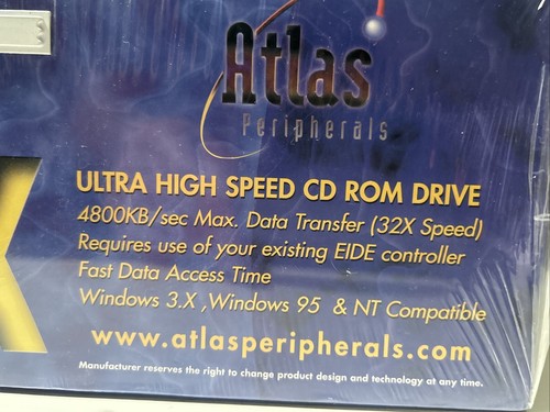 Vintage 1990s Ultra High Speed 32X CD-ROM Drive Kit SEALED NEW Atlas Peripherals - Afbeelding 7 van 9