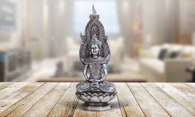 9.5''H Thai Buddha Meditation on Lotus Seat Figurine Home Decor Unique Gift