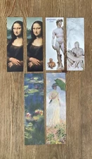 LOT OF 6 ARTWORK BOOKMARKS - MONA LISA DAVID PIETA - DA VINCI MICHELANGELO MONET